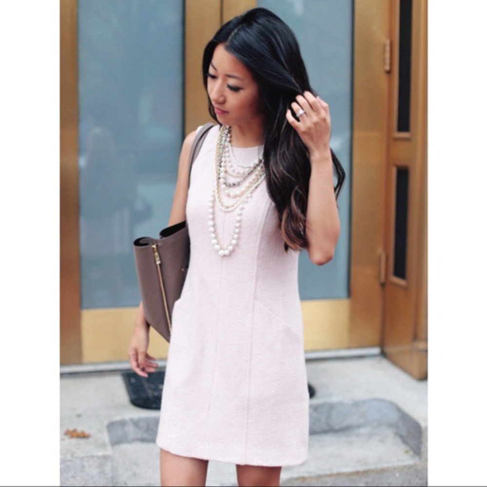 Ann Taylor pink wool blend dress pockets